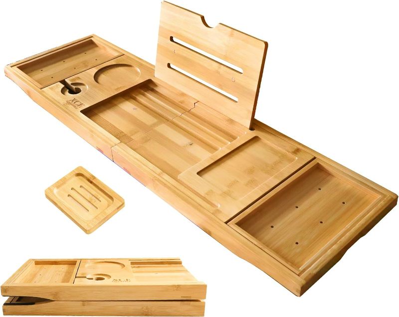 Photo 1 of 
XcE Foldable Bathtub Tray Expandable to 105cm for Luxury Bath, Bath Tray for Bathtub (Bamboo)