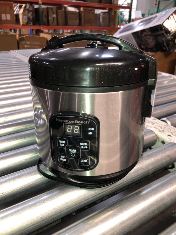 Photo 2 of (NON-REFUNDABLE) Hamilton Beach Digital Programmable Rice Cooker & Food Steamer, 8 Cups Cooked (4 Uncooked), With Steam & Rinse Basket, Stainless Steel (37518) 8 Cups Cooked (4 Uncooked) Rice Cooker