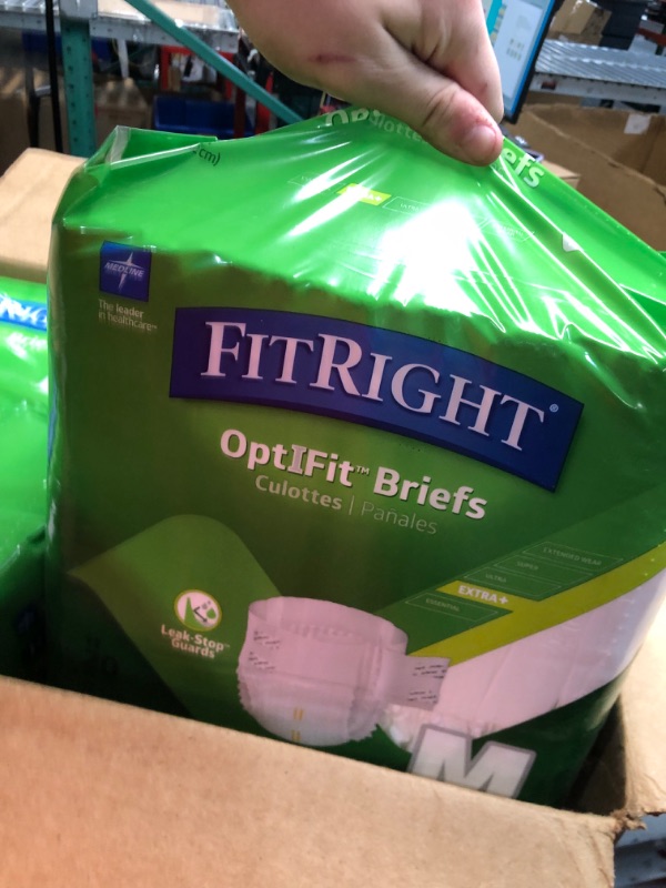 Photo 3 of FitRight OptiFit Extra+ Adult Diapers with leak stop guards, Disposable Incontinence Briefs with Tabs, Moderate Absorbency, Medium, 32"-42", 20 Count (Pack of 4) Medium (80 Count)