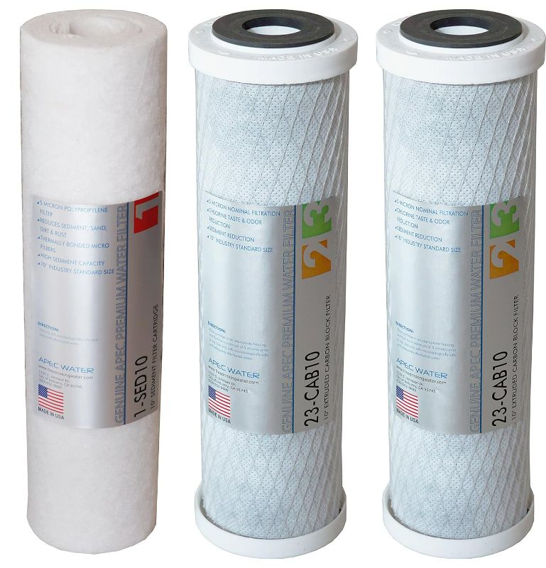 Photo 1 of 
APEC Water Systems ULTIMATE Series US Made Stage 1, 2 & 3 Replacement Filter For Undersink System(FILTER-SET)