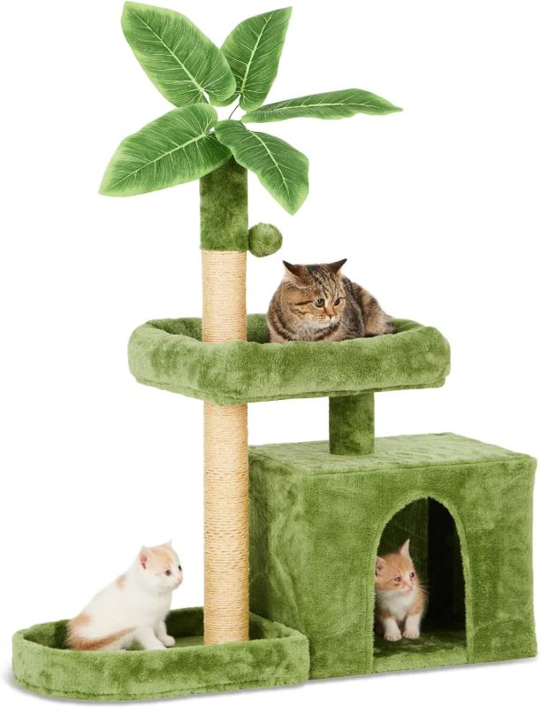 Photo 1 of 
TSCOMON 31.5" Cat Tree/Tower for Indoor Cats with Green Leaves, Cat Condo Cozy Plush Cat House with Hang Ball and Leaf Shape