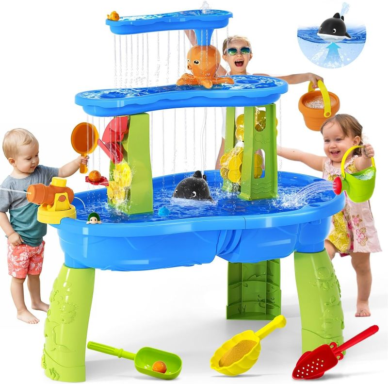 Photo 1 of 
2024 Upgraded Sand Water Table Toys for Kids, 3-Tier & Electric Water Pump Rain Showers Splash Pond Toddler Sand Table, Sensory Play