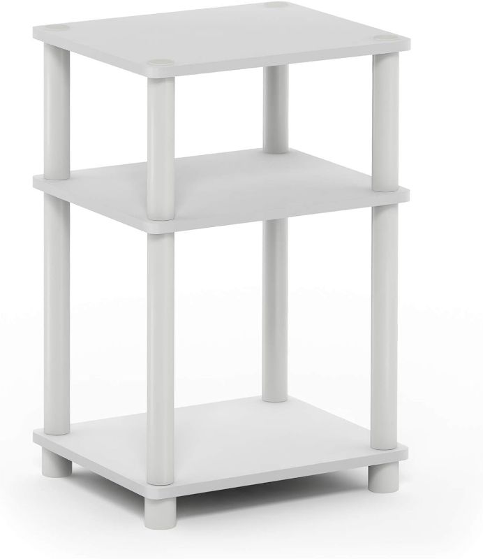 Photo 1 of 
Furinno Just Turn-N-Tube Open Storage Nightstand, 1 Pack, 3-Tier, White/White