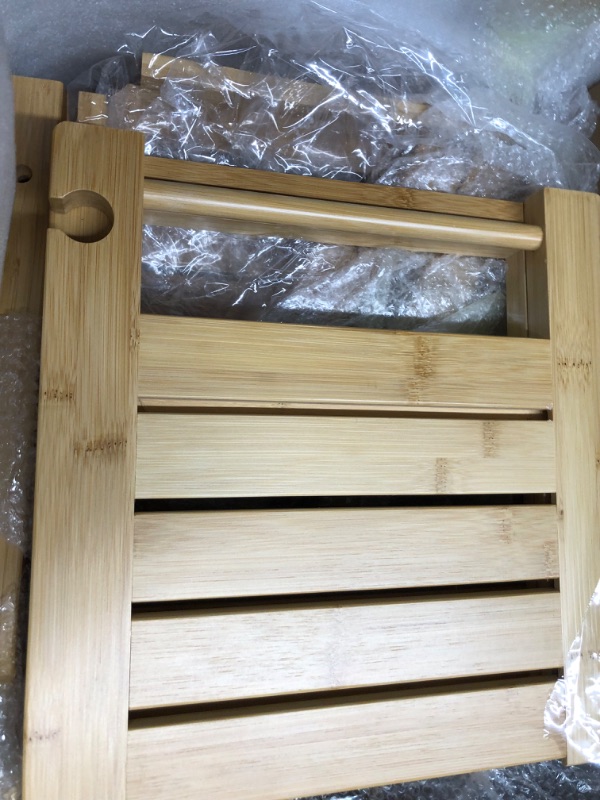Photo 1 of 
Bamboo Shower Bench for Inside Shower, 2-Tier Shower Chair with Storage Shelf, Waterproof Shower Stool for Shaving Legs with Soap Dish, Bathroom Stool
