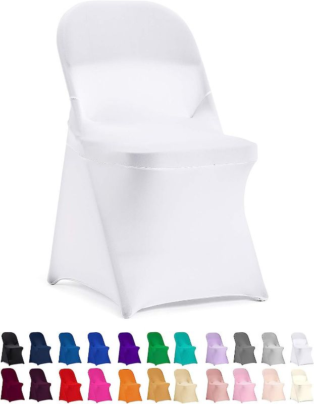 Photo 1 of 
Peomeise Stretch Spandex Folding Chair Cover for Wedding Party Dining Banquet Event (White,12pcs)