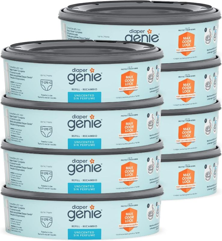 Photo 1 of 
Diaper Genie Bags Refills 270 Count (Pack of 8) with Max Odor Lock | Holds Up to 2160 Newborn Diapers