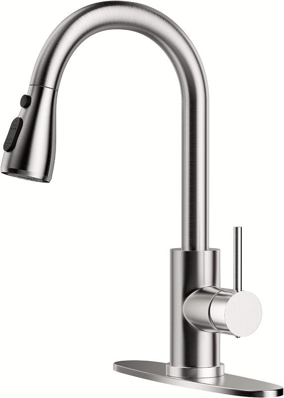 Photo 1 of 
Kitchen faucet with pull-down spray single handle high arc commercial stainless steel brushed nickel kitchen sink faucet with deck Suitable