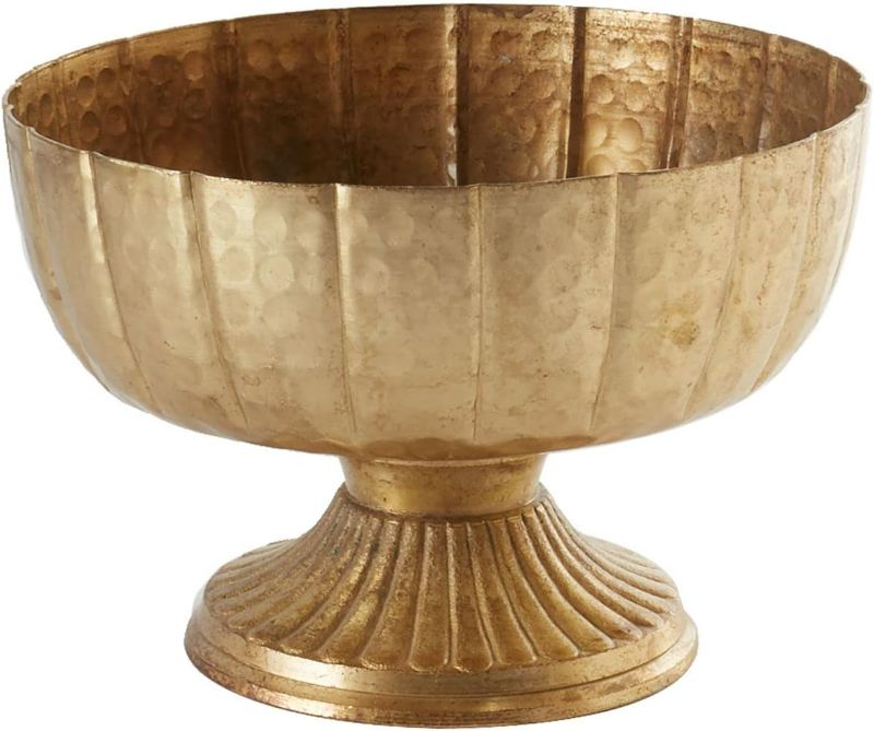 Photo 1 of 
Accent Decor Distressed Gold Metal Compote Bowl | Gold Compote Vase l Lita Metal Vase l Indoor and Outdoor Compote for Any Event