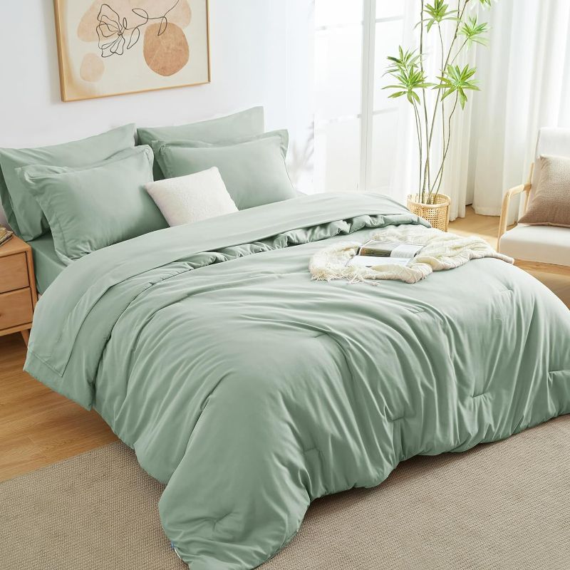 Photo 1 of 
CozyLux Full Comforter Set Sage Green, 7 Pieces Bed in a Bag, Bedding Comforter Set with Sheets, All Season Boho 7PC Bed Sets with Comforter