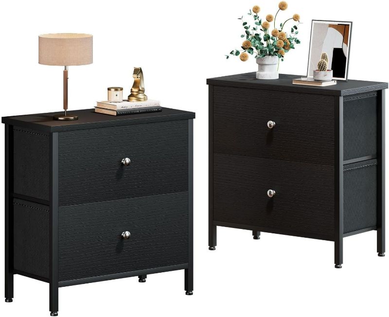 Photo 1 of (READ FULL POST) BOLUO Black Nightstands Set of 2, 2 Drawer Dresser for Bedroom Night Stand Small 