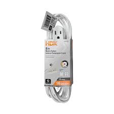 Photo 1 of 2PK NONREFUNDABLE HDX 8 ft. 16/3 Light Duty Indoor Extension Cord with Banana Tap, White