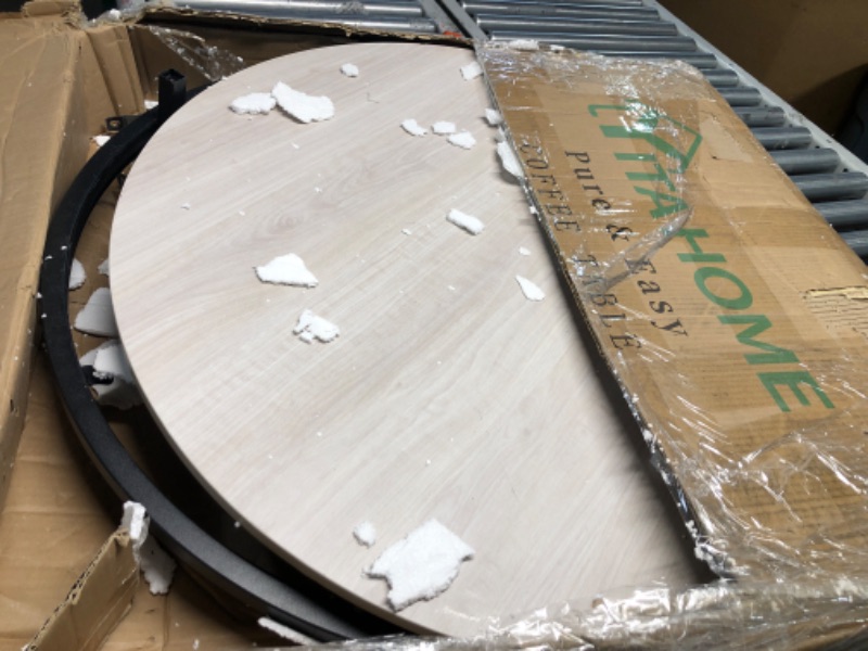 Photo 1 of YITAHOME Round Lift Top Coffee Table, Coffee Tables with Living Room with Hidden Storage Compartment,White Modern Coffee Table with Storage for Home Office,Round Center Tables Living Room,White Oak