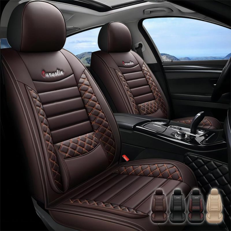 Photo 1 of ESDPAL 5 Seats Leather Car Seat Cover for Cars,Waterproof Breathable car seat Covers,Airbag Compatible seat Cover Cushions(Black&red,Full Set with Pillows) Full Set with Pillow Black&Red