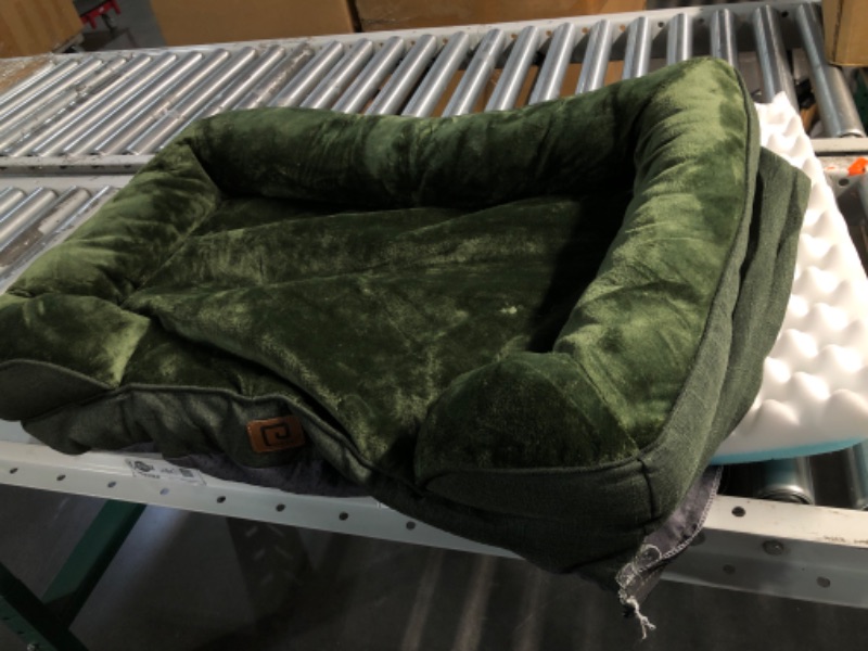 Photo 2 of DAMAGED* EHEYCIGA Orthopedic Dog Bed for Medium Dogs, Waterproof Memory Foam Medium Dog Beds with Sides, Non-Slip Bottom and Egg-Crate Foam Medium Dog Couch Bed with Washable Removable Cover, Dark Green