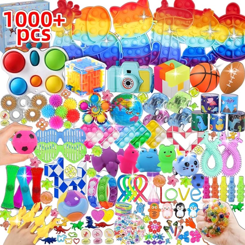 Photo 1 of 1000 Pcs Party Favors for Kids, Fidget Toys Bulk, Birthday Gift Toys, Fidgets Stocking Stuffers, Treasure Box Birthday Party, Goodie Bag Stuffers, Carnival Prizes, Pinata Filler Stuffers for Classroom