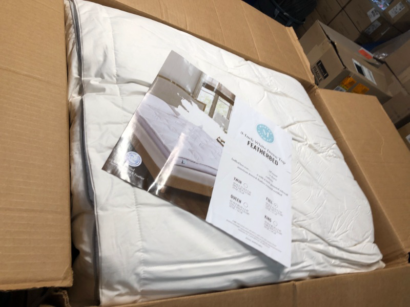 Photo 2 of (READ FULL POST) Martha Stewart Mattress Topper Full Size - 3 Inch Feather Bed 100% Cotton Cover Fabric- All Seasons Fluffy White Mattress Pad Feather Topper Relieve Back Pain for Bedroom
