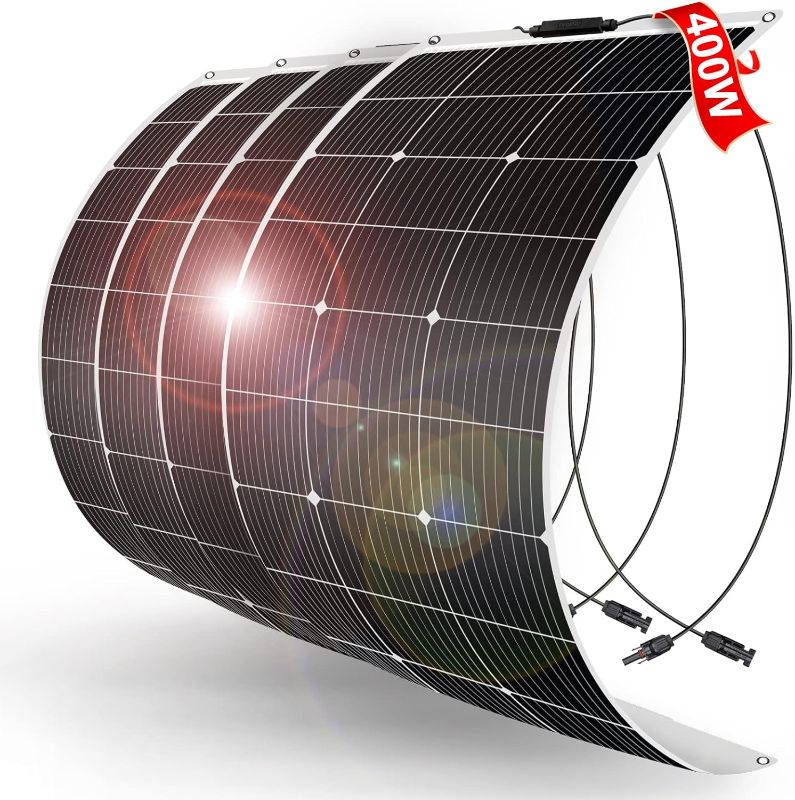 Photo 1 of ***USED - LIKELY MISSING PARTS - UNABLE TO VERIFY FUNCITONALITY***
DOKIO Flexible Solar Panel 4x100w(400w) Semi-Flexible Bendable 12V Monocrystalline Off-Grid for RV Boat Cabin Van Car and Caravan RV Boat Camper