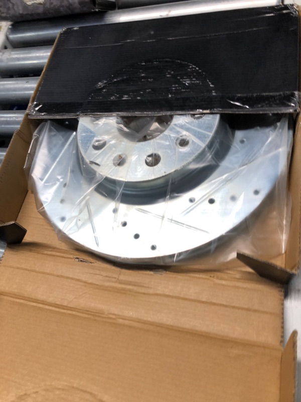 Photo 2 of Drilled and Slotted Silver Zinc Brake Rotor 631-42038R