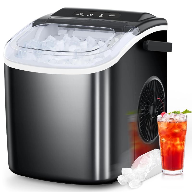 Photo 1 of COWSAR Ice Maker Countertop, Portable Ice Machine with Self-Cleaning, 26.5lbs/24Hrs, 9 Bullet Ice Cubes in 6 Mins, Ice Basket and Scoop, Ideal for Home, Kitchen, Bar, Camping