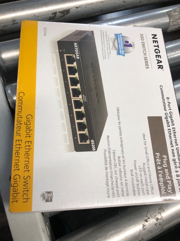 Photo 3 of NETGEAR 8-Port Gigabit Ethernet Unmanaged Switch (GS308) - Home Network Hub, Office Ethernet Splitter, Plug-and-Play, Silent Operation, Desktop or Wall Mount 8 Port