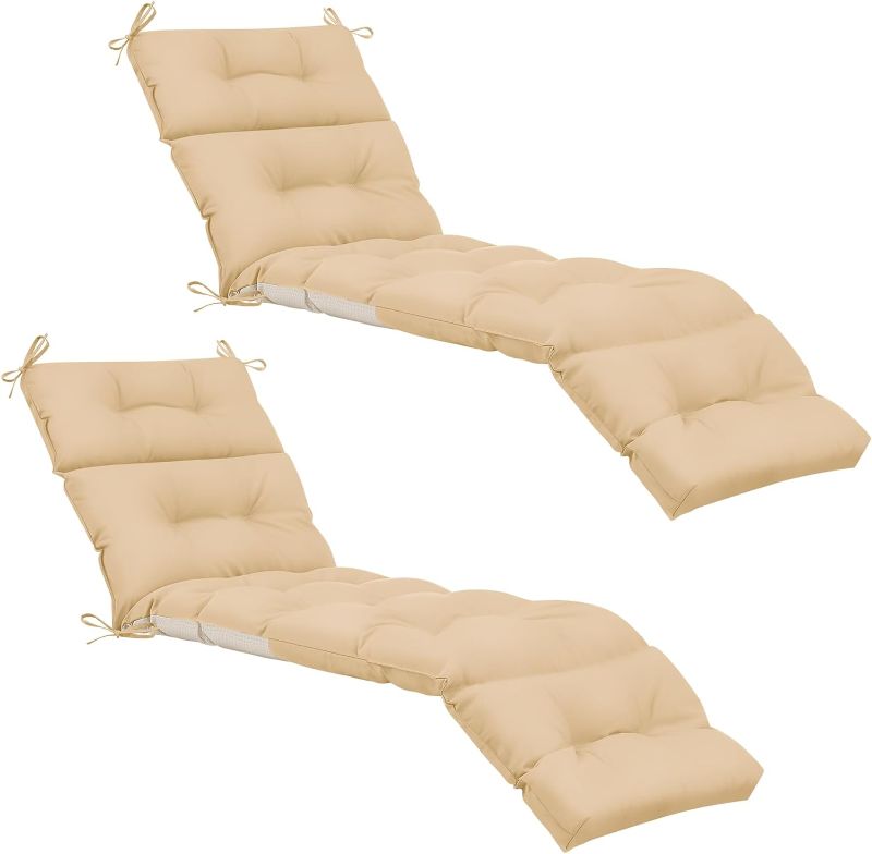 Photo 1 of (READ FULL POST) Chaise Lounge Cushions 74.5 x 22 Inches Soft Lounge Chair Cushion Spring/Summer Seasonal Replacement Cushions for Outdoor Indoor Home Office(Beige, 2)