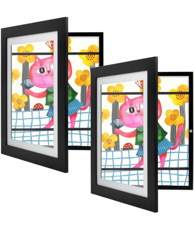 Photo 1 of DAMAGED* SEE NOTES/PICS* [2 Pack] Kids Art Frames, 10x12.5 Front Opening Kids Artwork Frames Changeable, Displays 8.5x11 With Mat and 10x12.5 Without Mat, Holds 50 Pcs, for 3D Picture, Crafts, Hanging Art, Portfolio Storage
