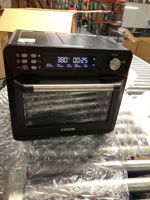 Photo 5 of **damaged, one button fell off**see pictures**COSORI Smart 11-in-1 Air Fryer Toaster Oven Combo, Airfryer Convection Oven Countertop, Bake, Roast, Reheat, Broil, Dehydrate, 94 Recipes & 3 Accessories, 26QT, Black, Stainless Steel
