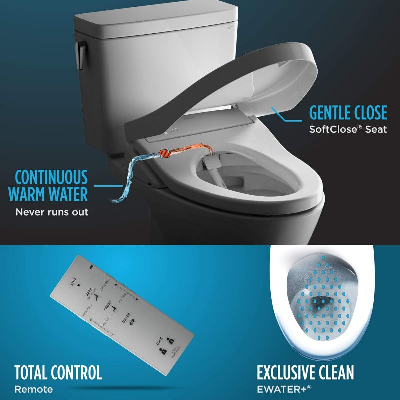 Photo 4 of (READ FULL POST) TOTO SW573#01 S300E Electronic Bidet Toilet Cleansing, Instantaneous Water, EWATER Deodorizer, Warm Air Dryer, and Heated Seat, Round, Cotton White Round Cotton White