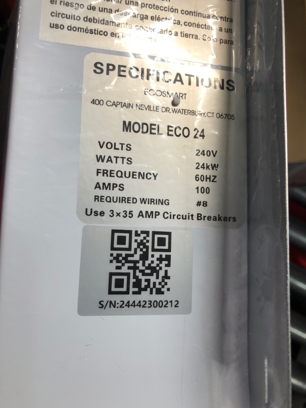 Photo 2 of Ecosmart ECO 24 24 KW at 240-Volt Electric Tankless Water Heater with Patented Self Modulating Technology, 17 x 17 x 3.5