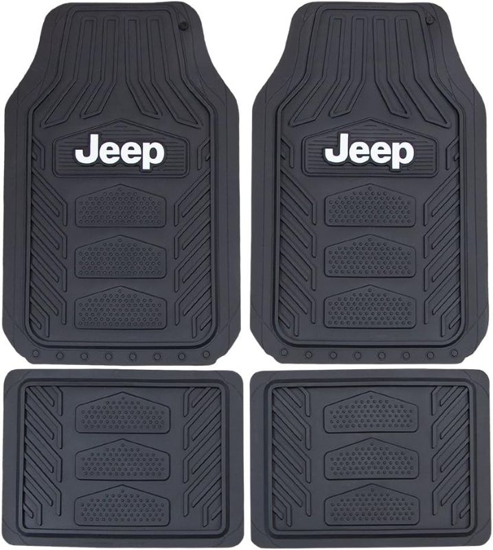 Photo 1 of Jeep Weatherpro 4 Piece Floor Mats Set, Floor Mats by Plasticolor (001668R01) , Black & Car Truck SUV Black Grip Steering Wheel Cover - Speed for Jeep Floor Mats