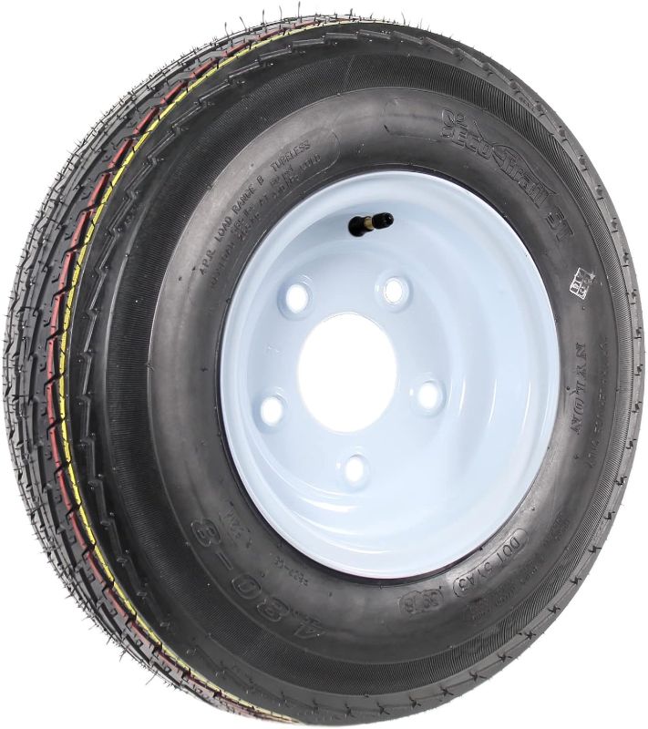 Photo 1 of Trailer Tire On Rim 4.80-8 480-8 4.80 X 8 8 in. LRB 5 Lug Hole Bolt Wheel White