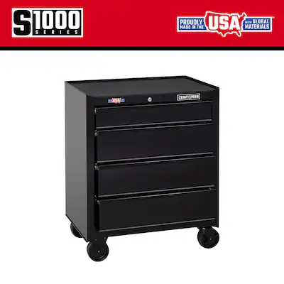 Photo 1 of **damaged, has dent on the side ***CRAFTSMAN 1000 Series 26.5-in W x 32.5-in H 4-Drawer Steel Rolling Tool Cabinet (Black)
