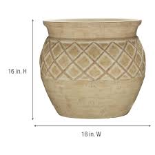 Photo 1 of **nonrefundable**bundle of 2**allen + roth Round 15-in W x 12.5-in H Off-white Mixed/Composite Traditional Indoor/Outdoor Planter
