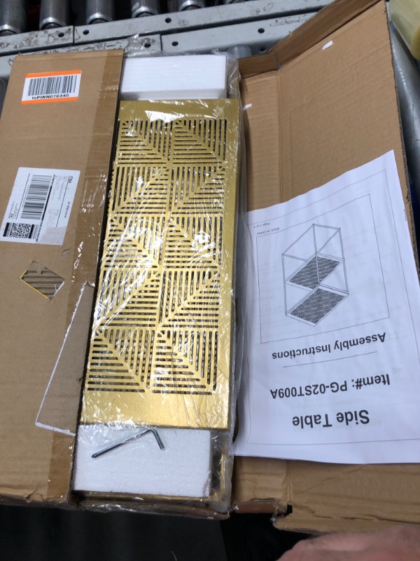 Photo 1 of Yusong Narrow End Table, Small Gold Side Table for Small Spaces, Standing Metal Shelf, Night Stand Bedside Table for Bedroom, Sofa Couch Tables for Living Room, Gold Gold 15.75''*11.81''*22.05''