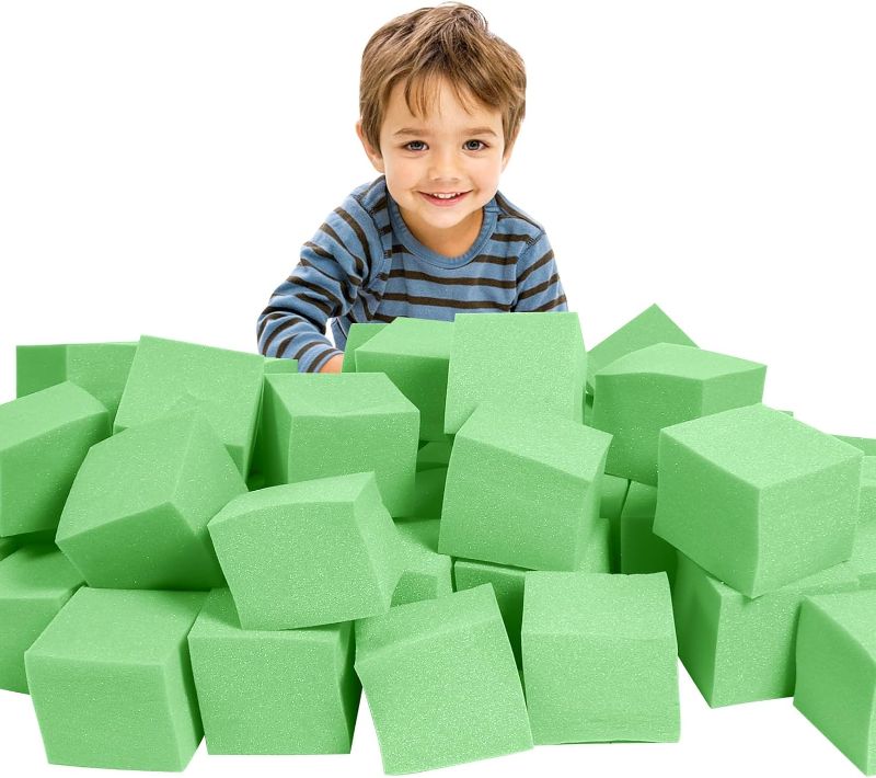 Photo 1 of Foam Pit Cubes Blocks - 24PCS Sponge Form Cubes for Foam Ball Pits, Gymnastics, Freerunning and Parkour Courses, Skateboard Parks, BMX, Trampoline Arenas-Green(5" x 5" x 5")