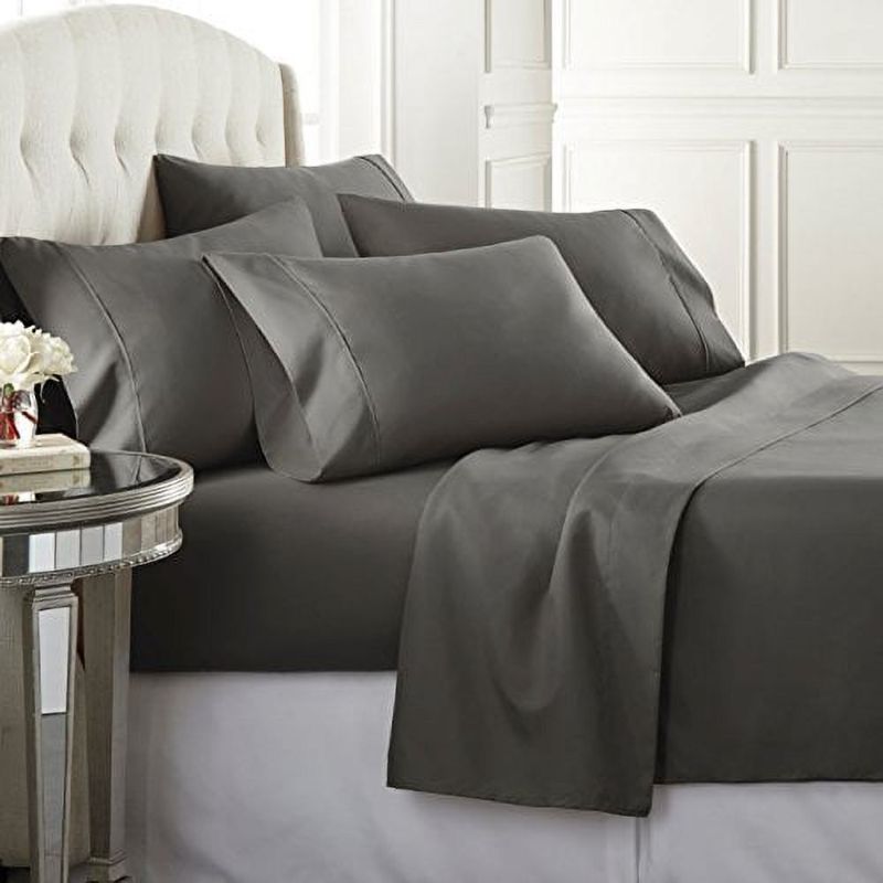 Photo 1 of Danjor Linens 1800 Series 6 Piece Bedding Sheet & Pillowcases Sets with Deep Pockets, Queen, Gray
