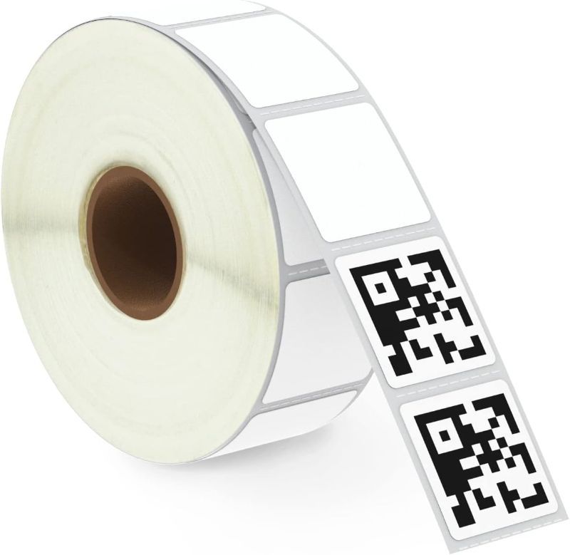 Photo 1 of **nonrefundable**bundle of 2**1" x 1" (25 mm x 25 mm) Square QR Code Labels Compatible with Zebra & More Label Printer,Premium Adhesive & Perforated [1 Rolls, 1380 Labels]