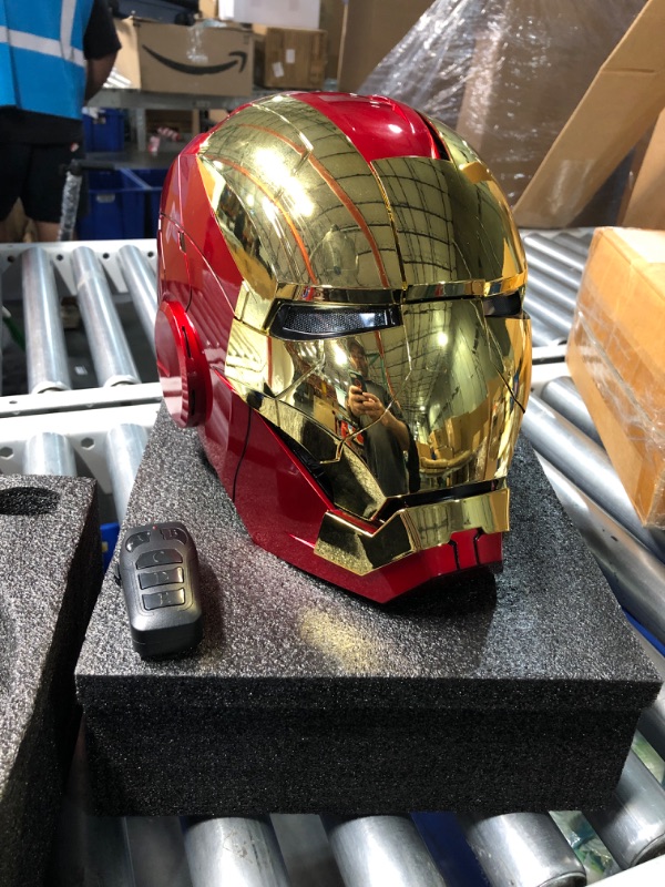 Photo 3 of YONTYEQ Iron-man MK 5 Helmet Wearable Electronic Open/Close Iron-man Mask Kids Toys Birthday Christmas Gift Glod