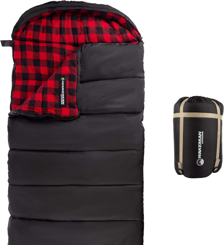 Photo 1 of  Sleeping Bag -  Envelope-Style Sleep Bag with Hood for Backpacking, Hiking, and Camping by Wakeman