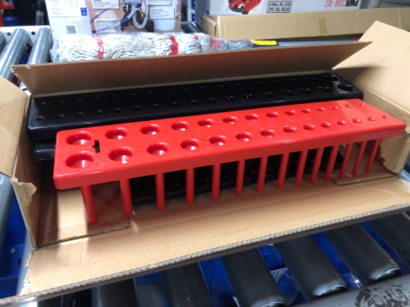 Photo 1 of 6PCS Socket Organizer Tray Set, Red SAE & Black Metric Socket Storage Trays, 1/4-Inch, 3/8-Inch & 1/2-Inch Drive Deep and Shadow Socket Holders for Toolboxes