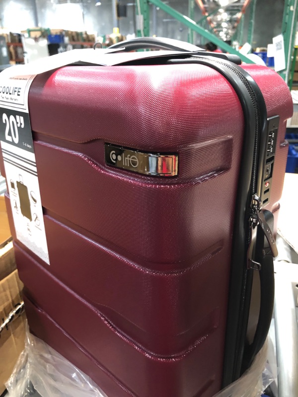 Photo 3 of Coolife Luggage Expandable(only 28") Suitcase PC+ABS Spinner Built-In TSA lock 20in 24in 28in Carry on (Radiant Pink., S(20in_carry on))