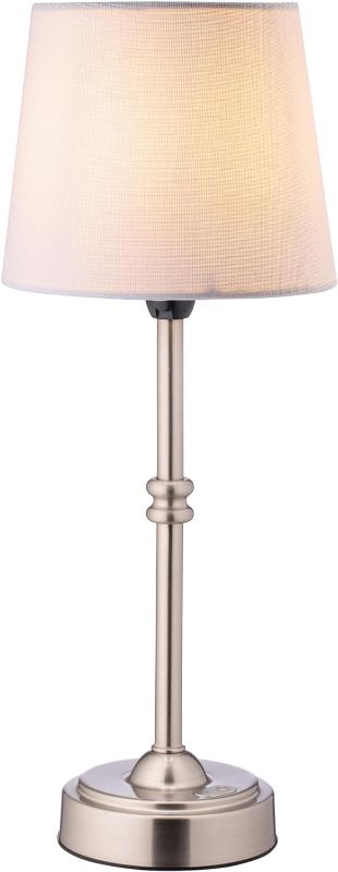 Photo 1 of ***USED - LIKELY MISSING PARTS - UNABLE TO VERIFY FUNCTIONALITY***
O’Bright Seraph - Cordless LED Table Lamp with Dimmer, Built-in Rechargeable Battery, 3-Level Brightness, Patio Table Lamp, Bedside Night Lamp, Ambient Light for Restaurant, Brushed Nickel