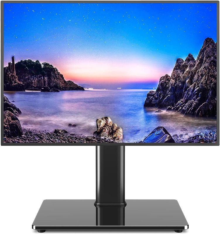 Photo 1 of 
Click image to open expanded view
Universal Swivel Tabletop TV Stand for Flat Screens 23 24 26 32 39 40 42 43 Inch, Heavy Duty Center Pedestal Stand Replacement with Black Tempered Glass Base and Height Adjustable Mount