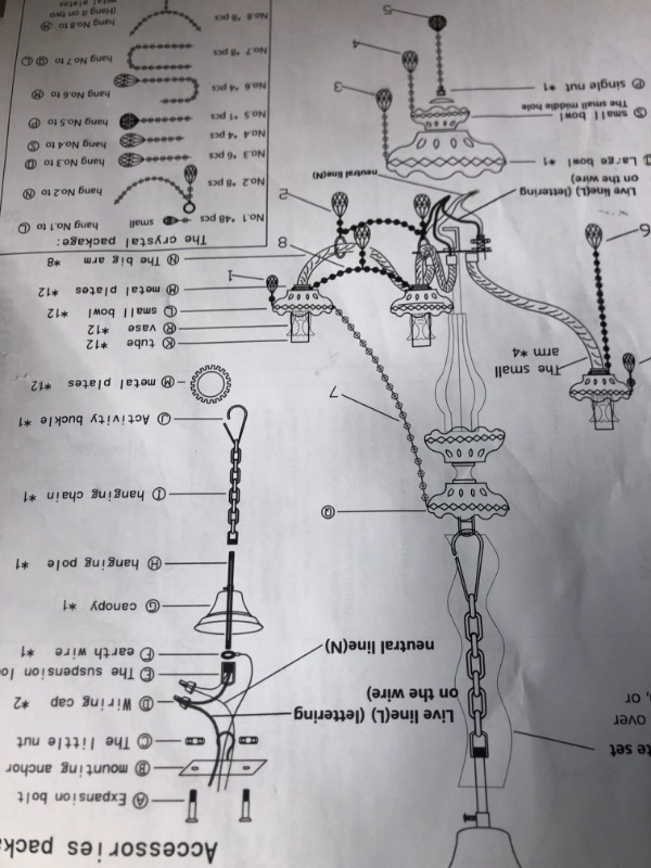 Photo 6 of **PARTS ONLY NON REFUNDABLE**
Durahonn Clear Crystal Chandelier Lighting, Double Layer 8+4 Lights, K9 Clear Crystal Ceiling Lights, Modern Crystal Light for Living Room (12 Lights)  **MIDDLE PIECE BROKEN** CAREFULL BROKEN GLASS**