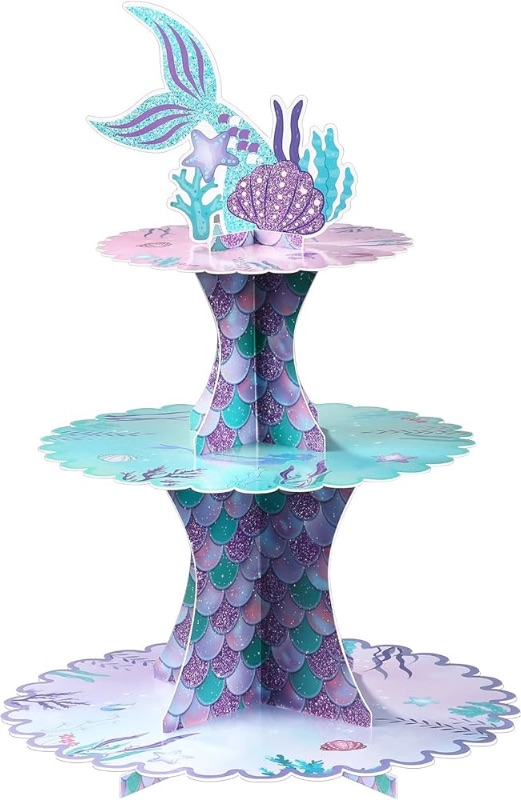 Photo 2 of **BUNDLE**No Returns**(2 qty) Mermaid Cake Stand 3 Tier Mermaid