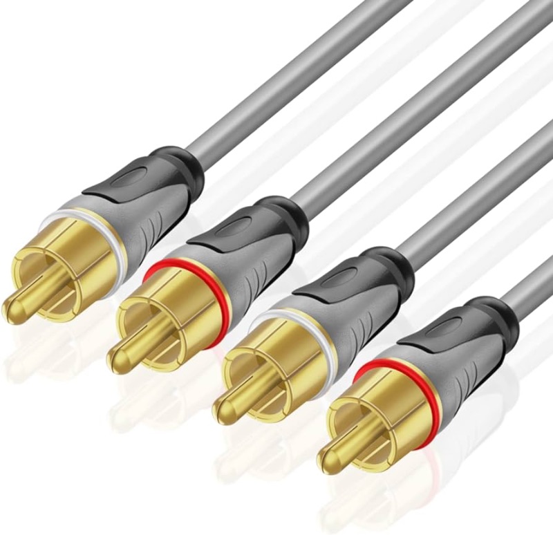 Photo 1 of CE Compass TNP Products TNP Premium 2RCA Stereo Audio Cable (10 Feet) - Dual Composite RCA Male Connector Plug M/M 2 Channel (Right and Left) Gold Plate