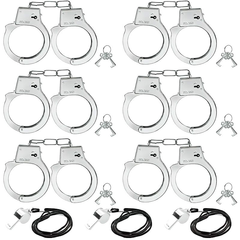 Photo 1 of **BUNDLE**No Returns**(2 qty) 3 otters 6PCS Handcuffs for Kids, Costume Accessories 