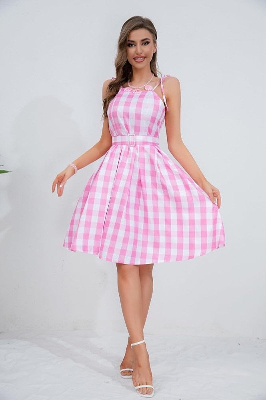 Photo 1 of  Pink Plaid Dress for Women Costumes 1950s Vintage - Medium