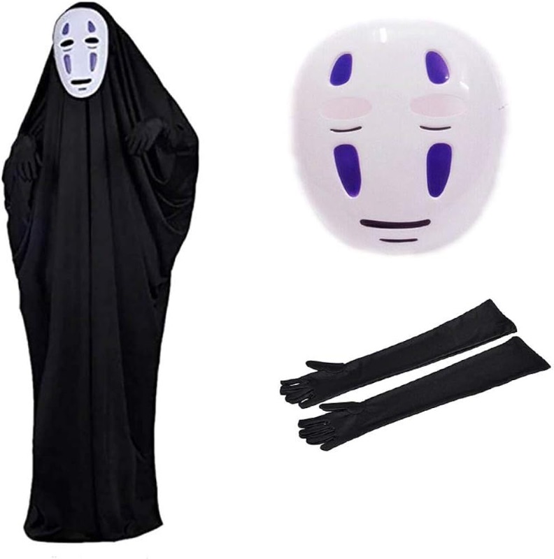 Photo 1 of  Face Man Kaonashi Cosplay Costumes Halloween Outfits Full Set Costume Suit with Mask+Clothes+Gloves