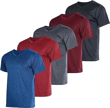 Photo 1 of Real Essentials 5 Pack: Men’s V-Neck Dry-Fit Moisture Wicking Active Athletic Tech Performance T-Shirt